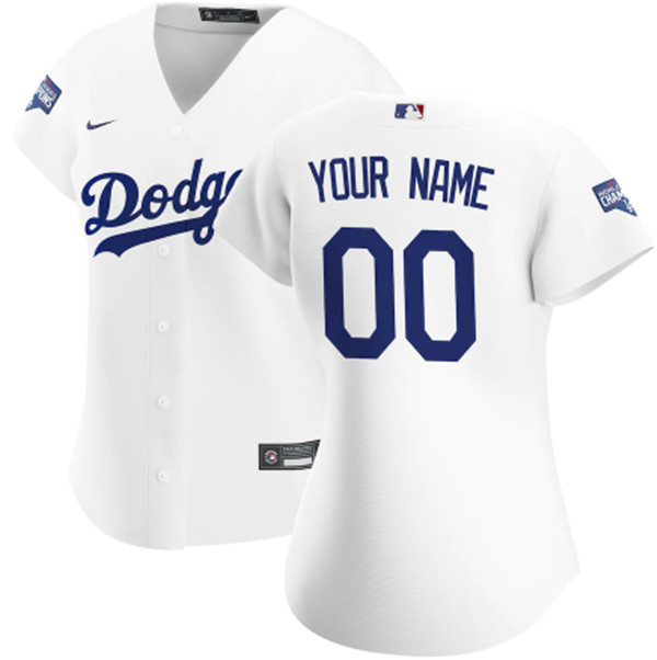 Women's Los Angeles Dodgers ACTIVE PLAYER Custom White 2020 World Series Champions Home Patch Stitched Jersey